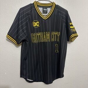 DC Gotham City Black & Yellow Pinstripe Jersey Shirt